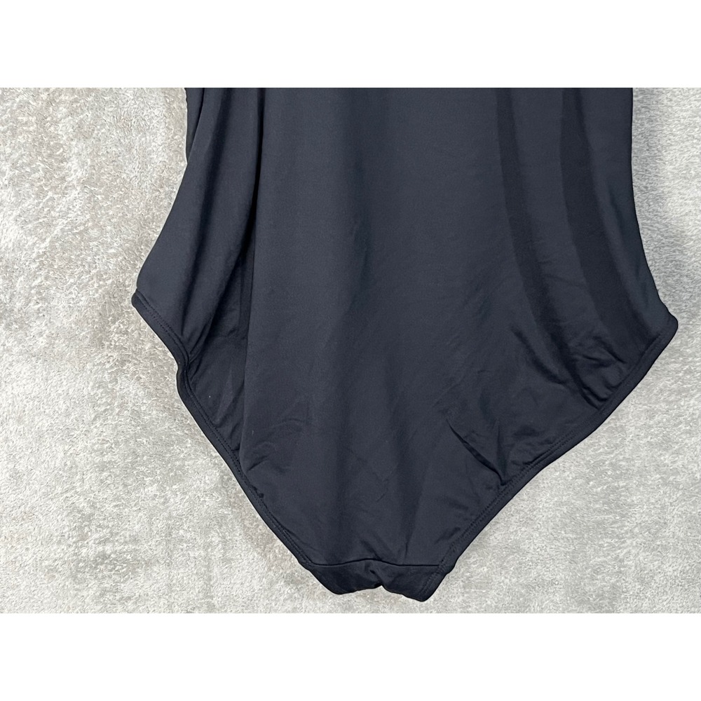 Lauren Ralph Lauren Black Ruched Keyhole One Piece Swimsuit 16W Pool Beachy - Picture 3 of 8
